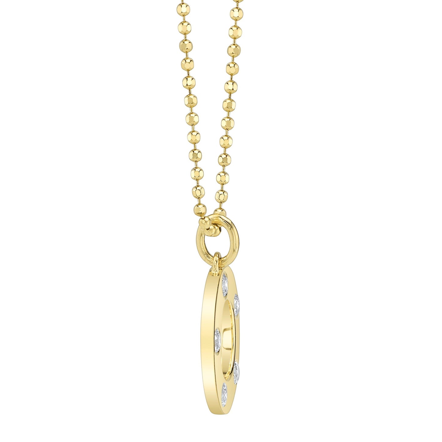 0.24CT 14K Y/G DIAMOND CIRCLE FACETED BALL CHAIN NECKLACE