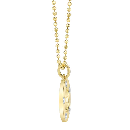 0.24CT 14K Y/G DIAMOND CIRCLE FACETED BALL CHAIN NECKLACE
