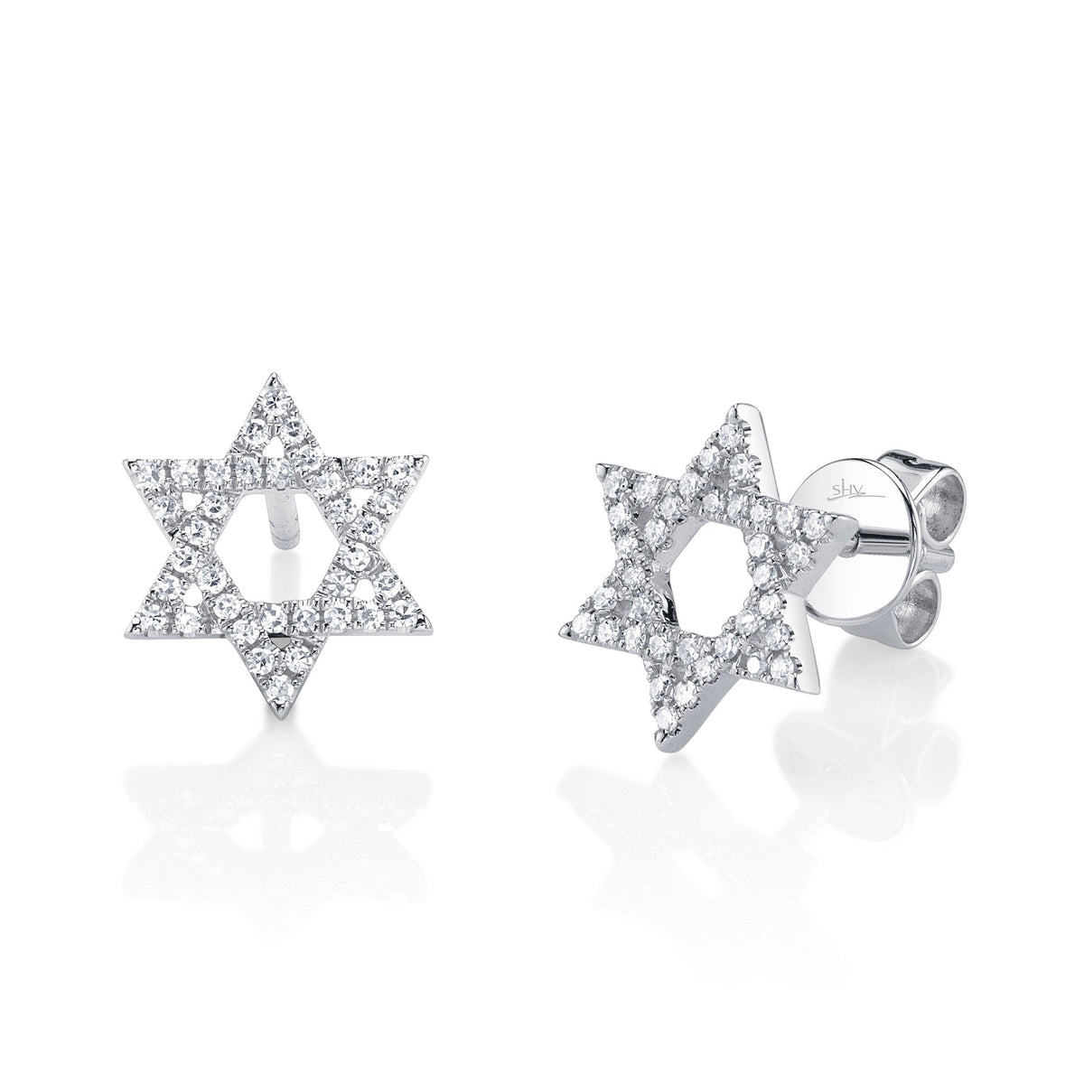 0.16CT 14K W/G DIAMOND STAR OF DAVID STUD EARRING