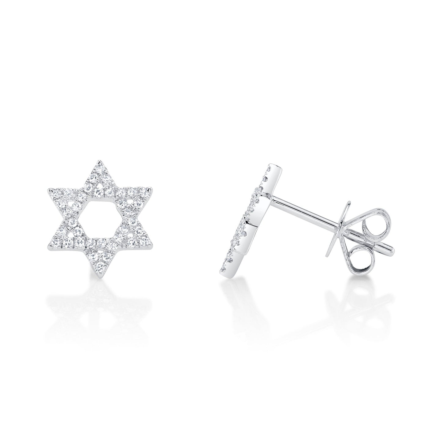 0.16CT 14K W/G DIAMOND STAR OF DAVID STUD EARRING
