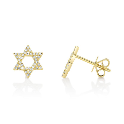 0.16CT 14K Y/G DIAMOND STAR OF DAVID STUD EARRING
