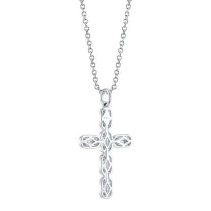 0.30CT 14K W/G DIAMOND BAGUETTE CROSS NECKLACE