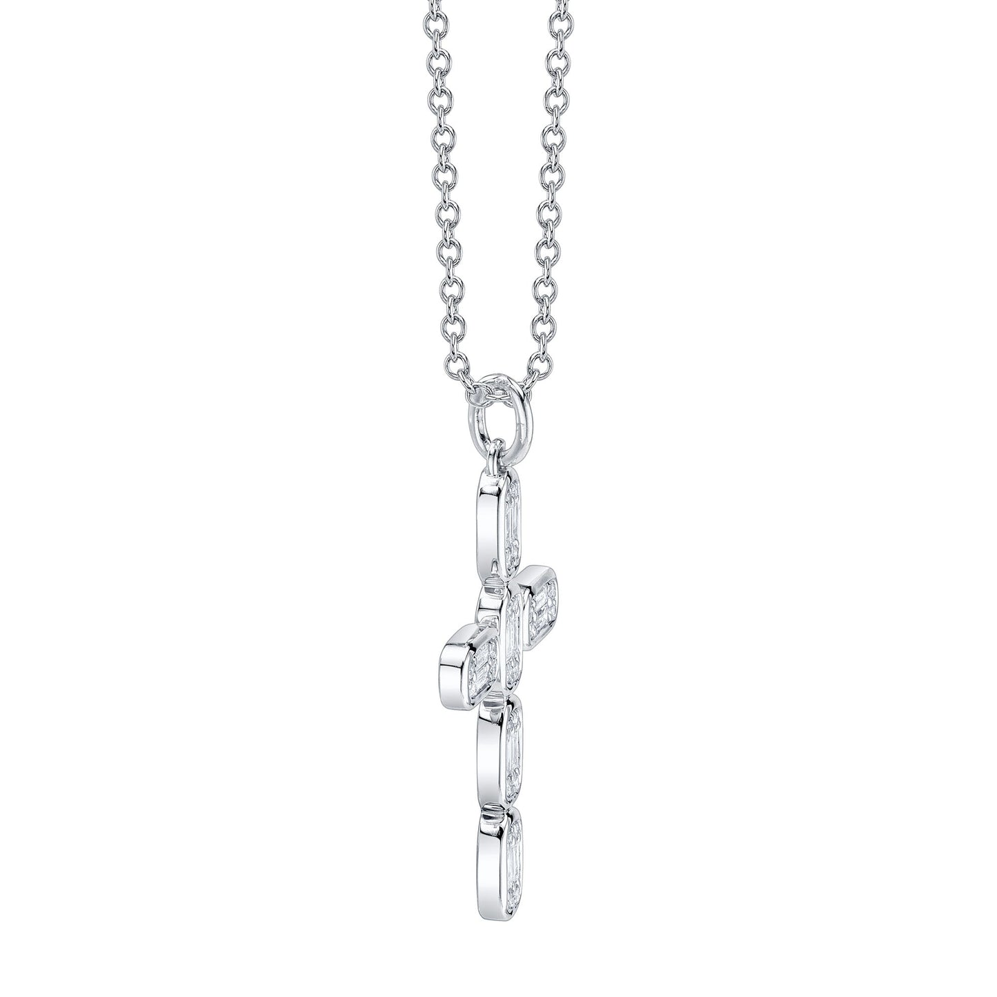0.30CT 14K W/G DIAMOND BAGUETTE CROSS NECKLACE