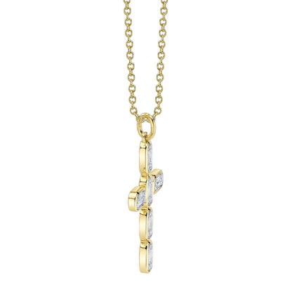 0.30CT 14K Y/G DIAMOND BAGUETTE CROSS NECKLACE