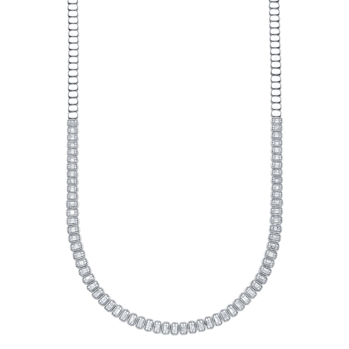 3.07CT 14K W/G DIAMOND BAGUETTE NECKLACE