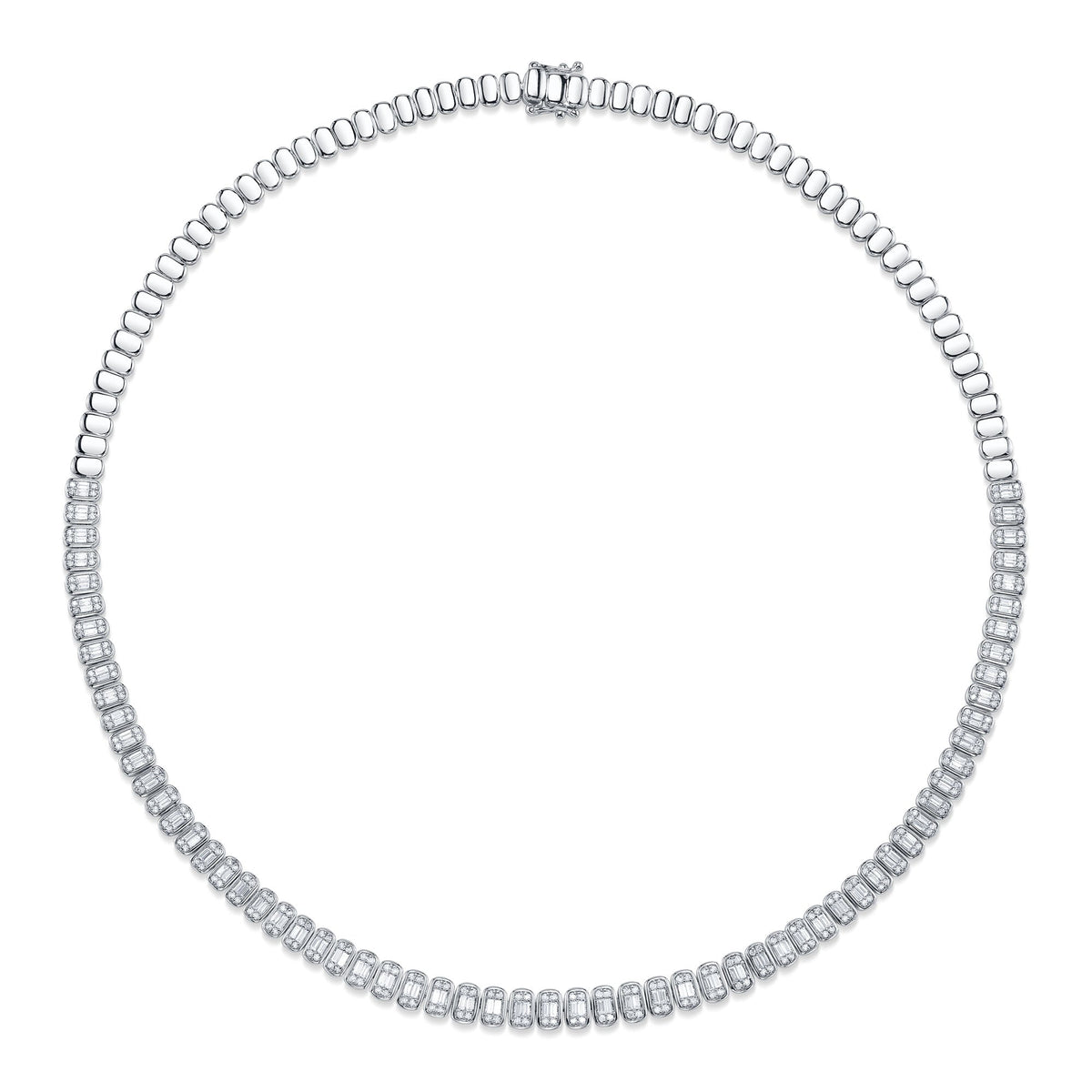 3.07CT 14K W/G DIAMOND BAGUETTE NECKLACE