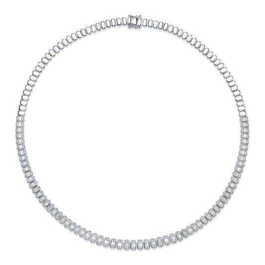3.07CT 14K W/G DIAMOND BAGUETTE NECKLACE