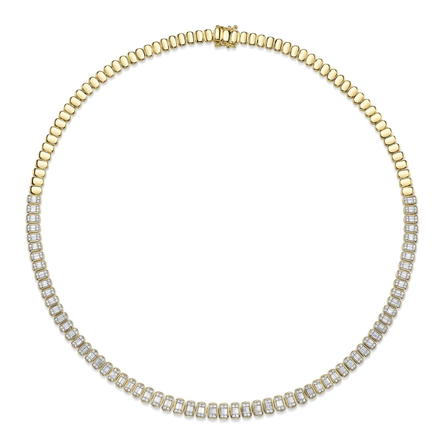 3.07CT 14K Y/G DIAMOND BAGUETTE NECKLACE