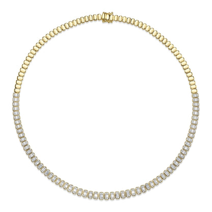 3.07CT 14K Y/G DIAMOND BAGUETTE NECKLACE