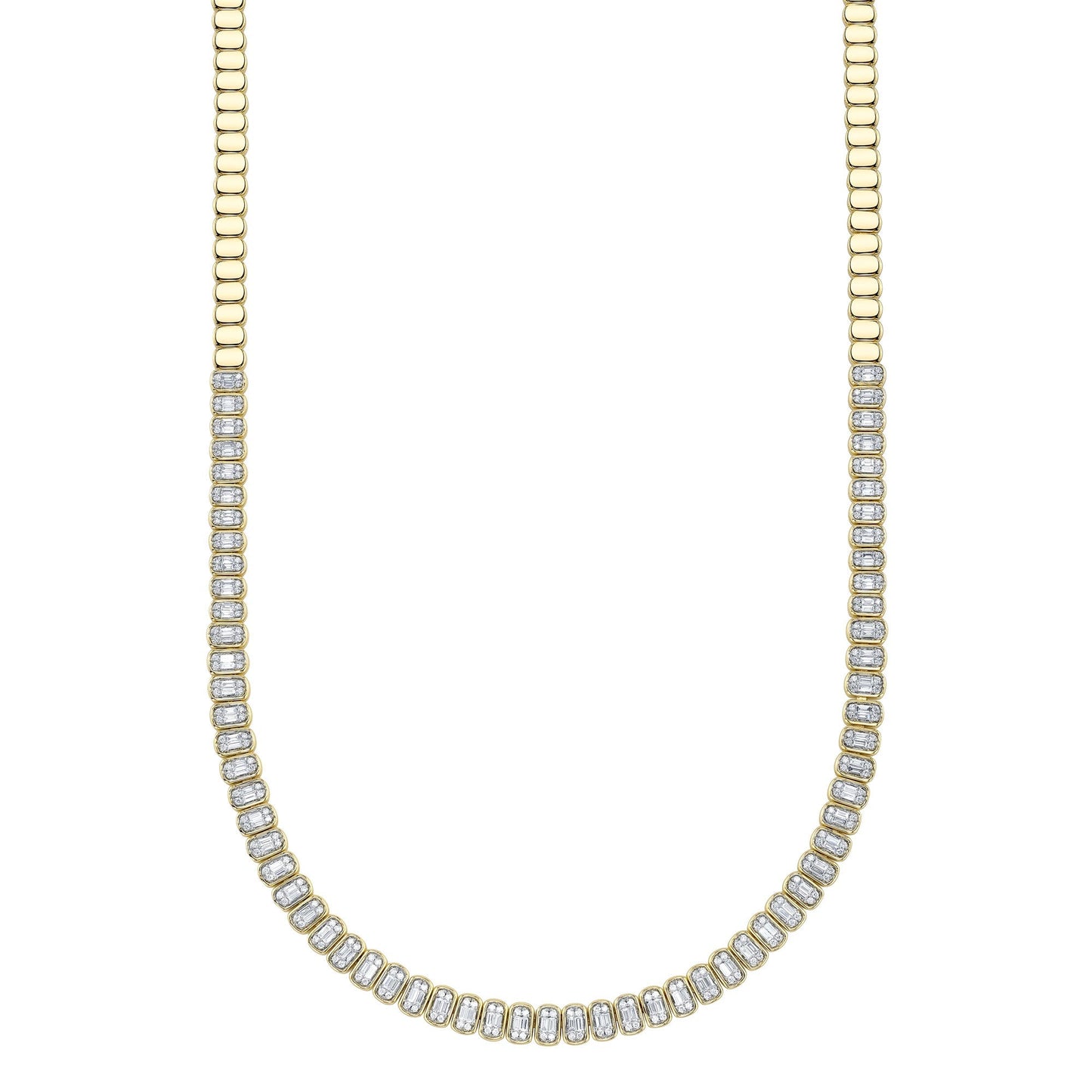 3.07CT 14K Y/G DIAMOND BAGUETTE NECKLACE