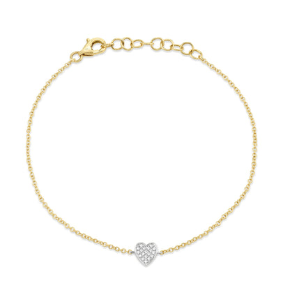 0.04CT 14K2T Y/W DIAMOND PAVE HEART BRACELET