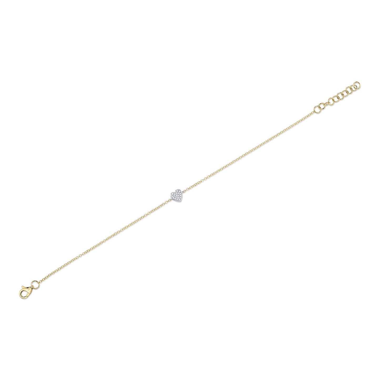 0.04CT 14K2T Y/W DIAMOND PAVE HEART BRACELET