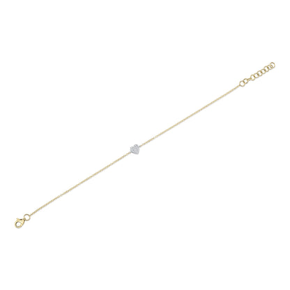 0.04CT 14K2T Y/W DIAMOND PAVE HEART BRACELET