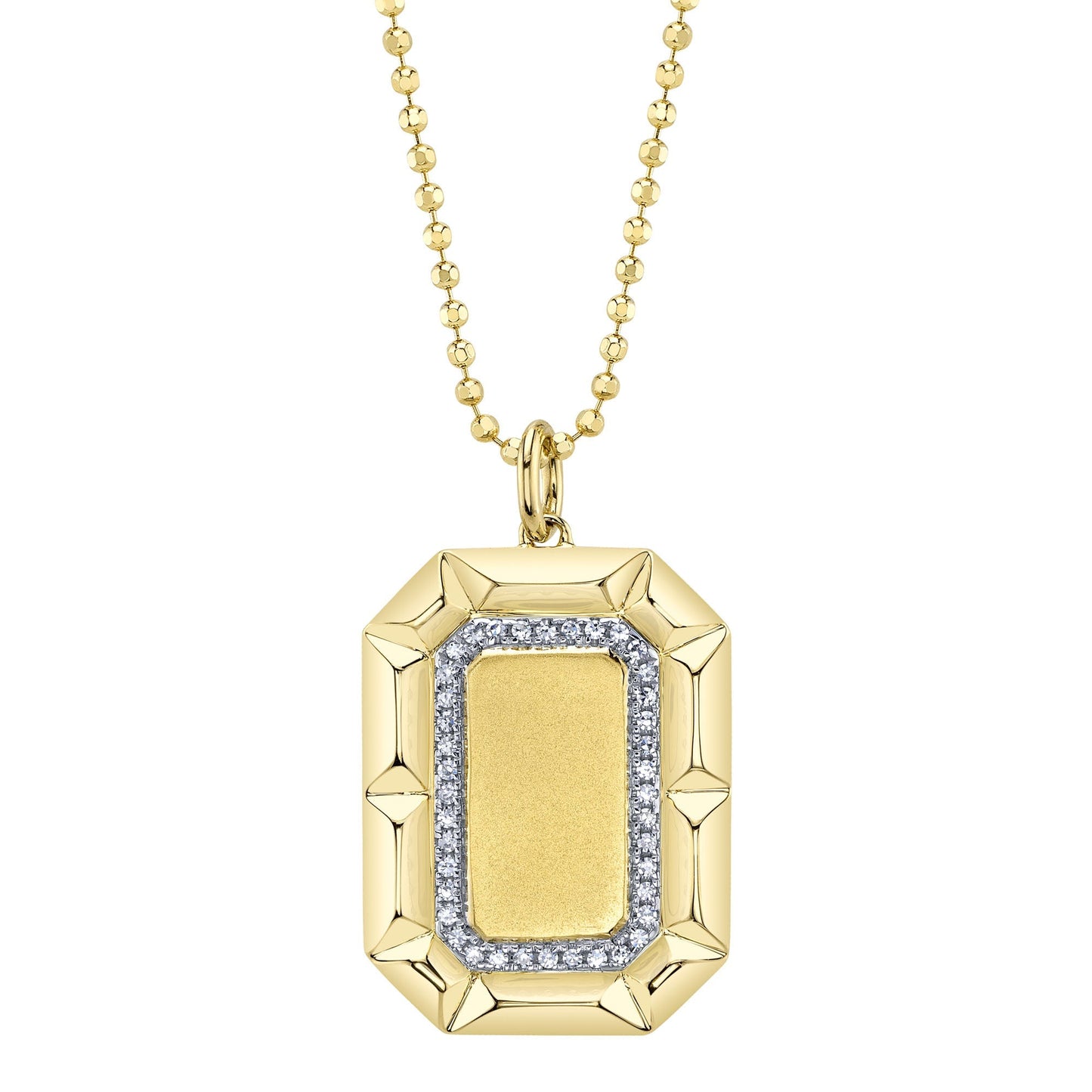 0.09CT 14K Y/G DIAMOND GEO CUT MATTE FACETED BALL CHAIN NECKLACE