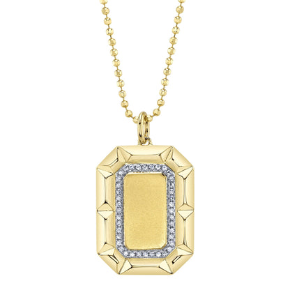 0.09CT 14K Y/G DIAMOND GEO CUT MATTE FACETED BALL CHAIN NECKLACE