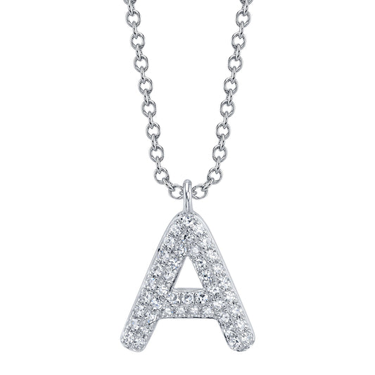 0.09CT 14K W/G DIAMOND PAVE NECKLACE - INITIAL A