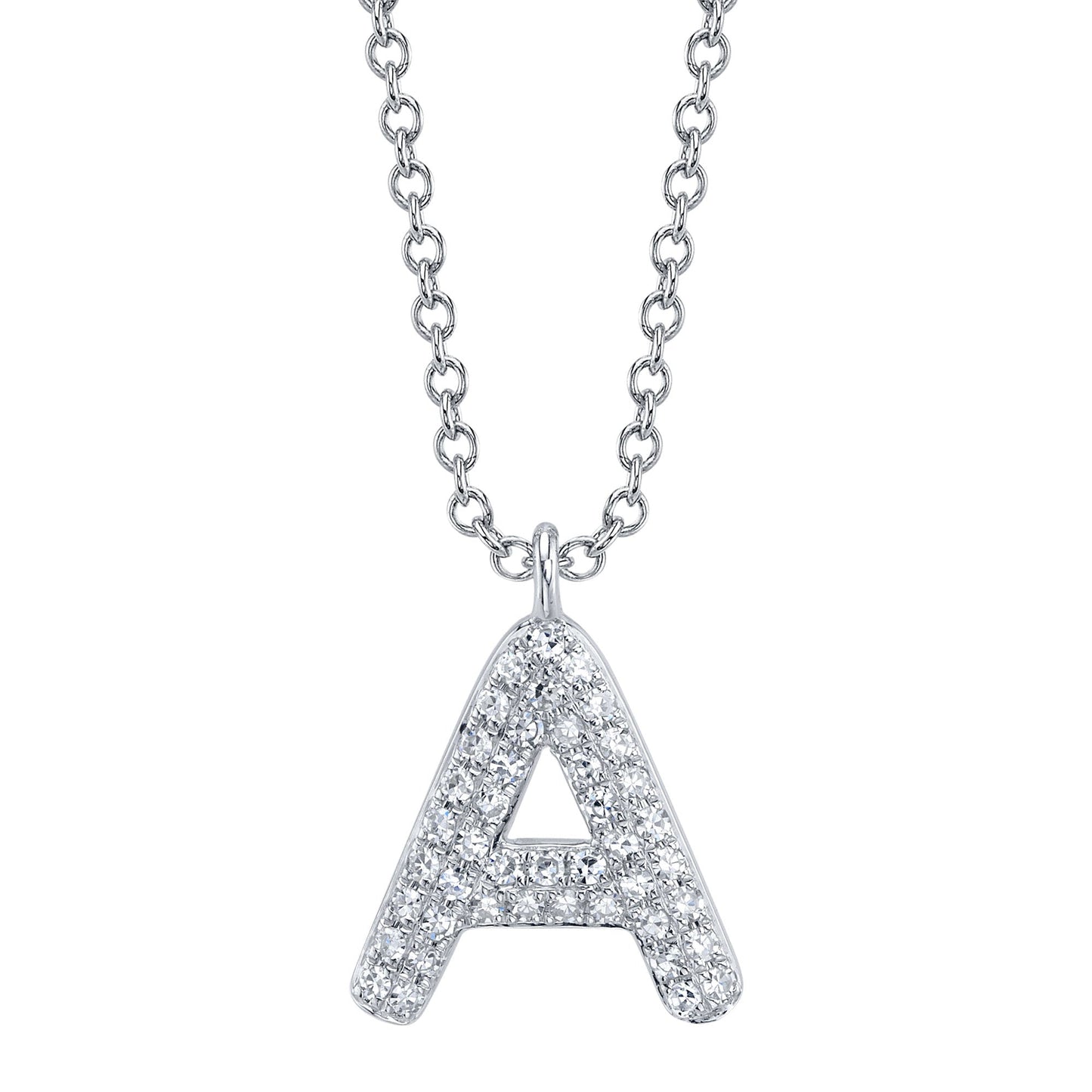 0.09CT 14K W/G DIAMOND PAVE NECKLACE - INITIAL A