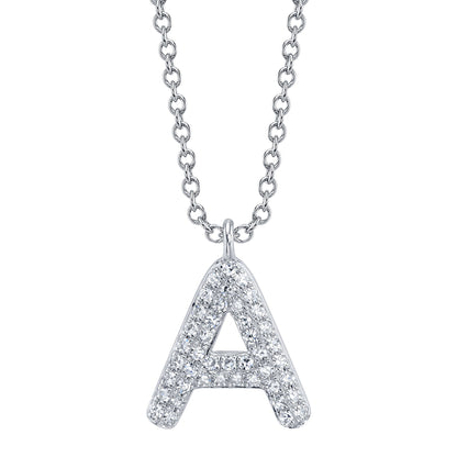 0.09CT 14K W/G DIAMOND PAVE NECKLACE - INITIAL A