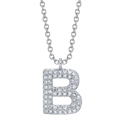 0.11CT 14K W/G DIAMOND PAVE NECKLACE - INITIAL B