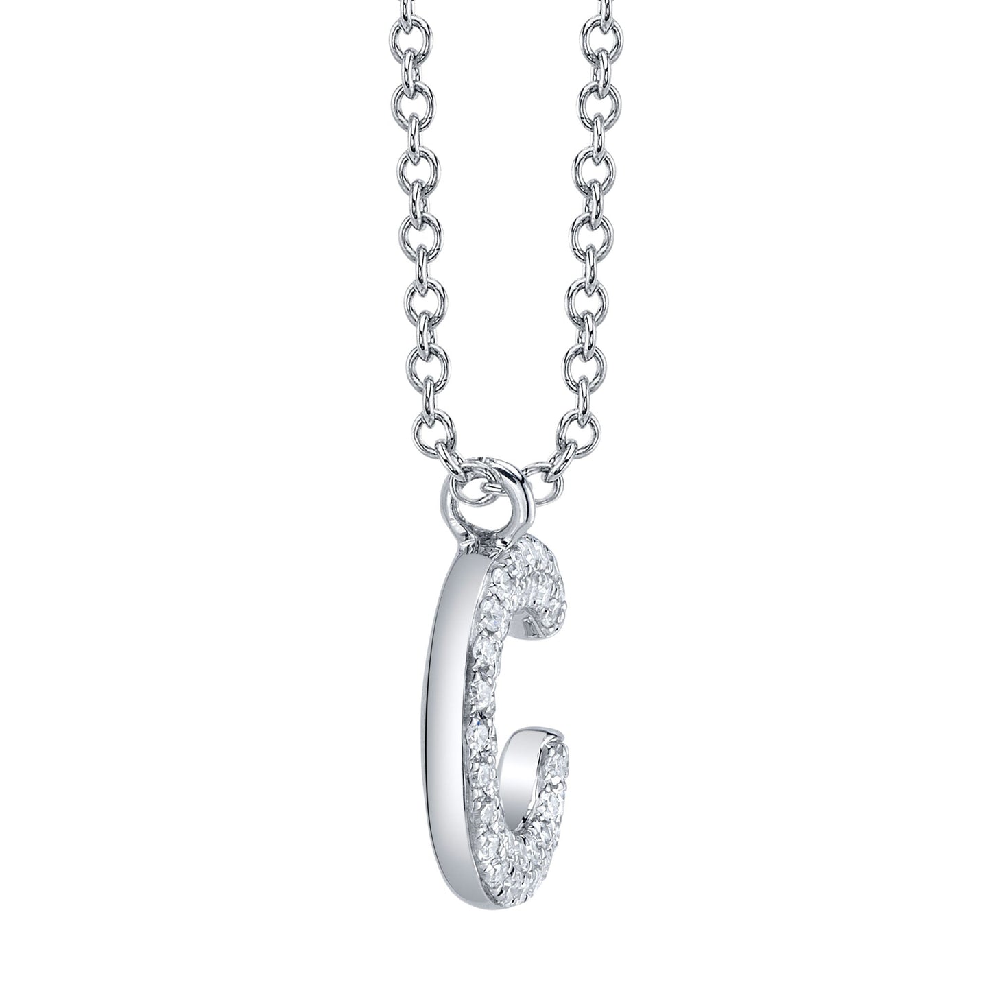 0.08CT 14K W/G DIAMOND PAVE NECKLACE - INITIAL C