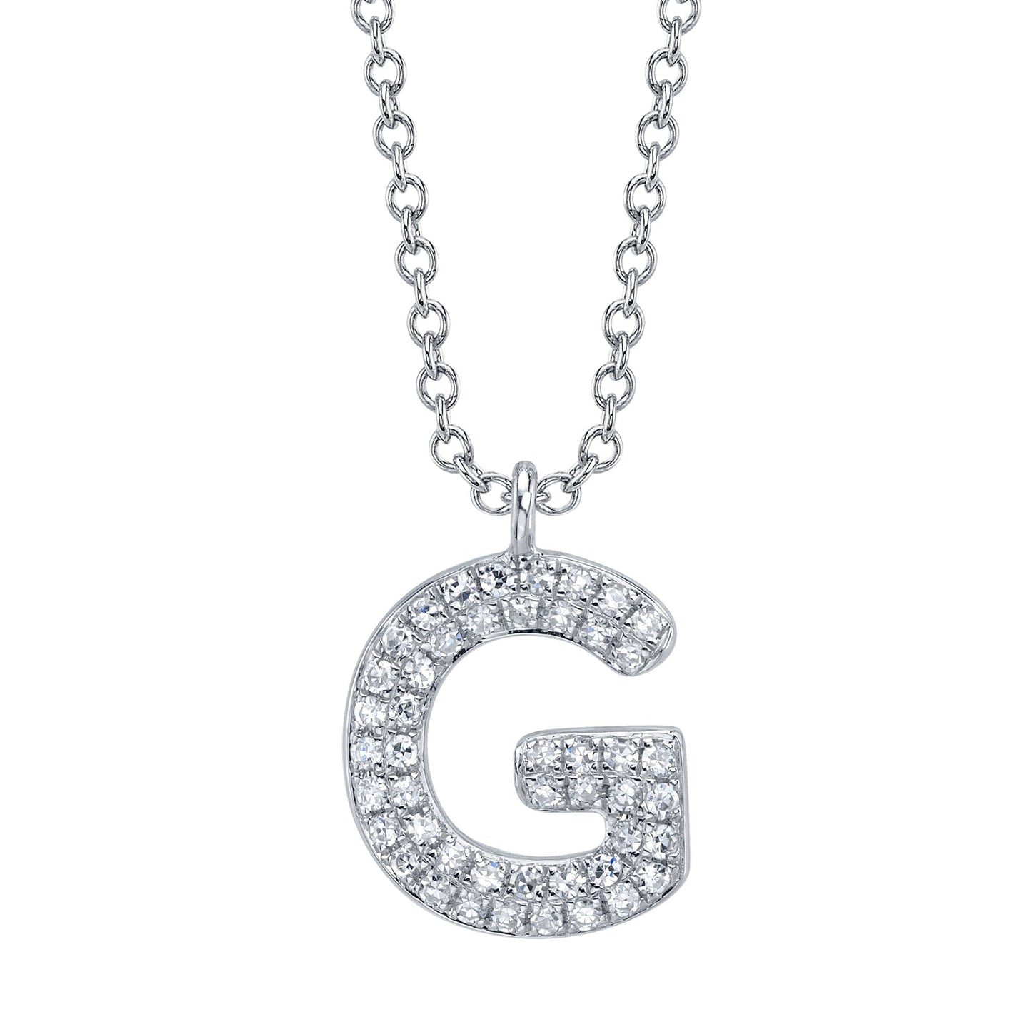 0.10CT 14K W/G DIAMOND PAVE NECKLACE - INITIAL G