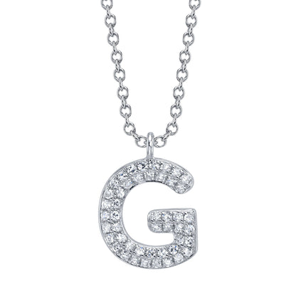 0.10CT 14K W/G DIAMOND PAVE NECKLACE - INITIAL G