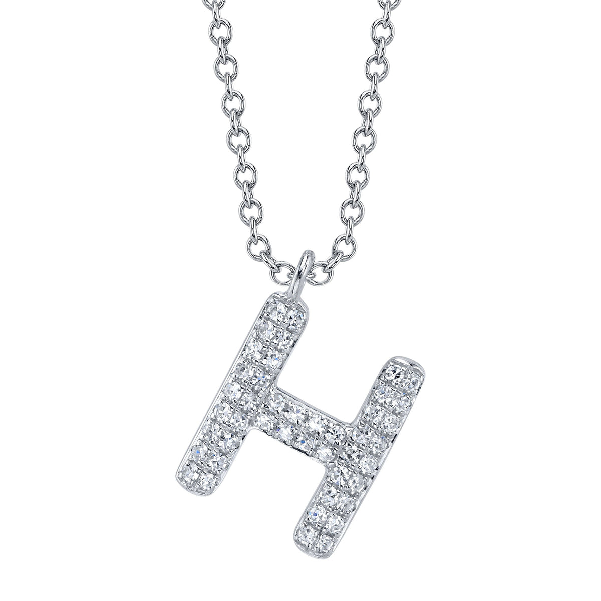 0.09CT 14K W/G DIAMOND PAVE NECKLACE - INITIAL H