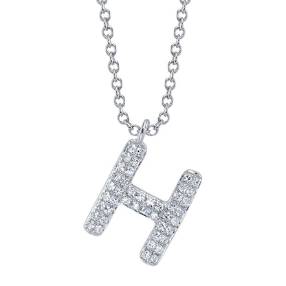 0.09CT 14K W/G DIAMOND PAVE NECKLACE - INITIAL H