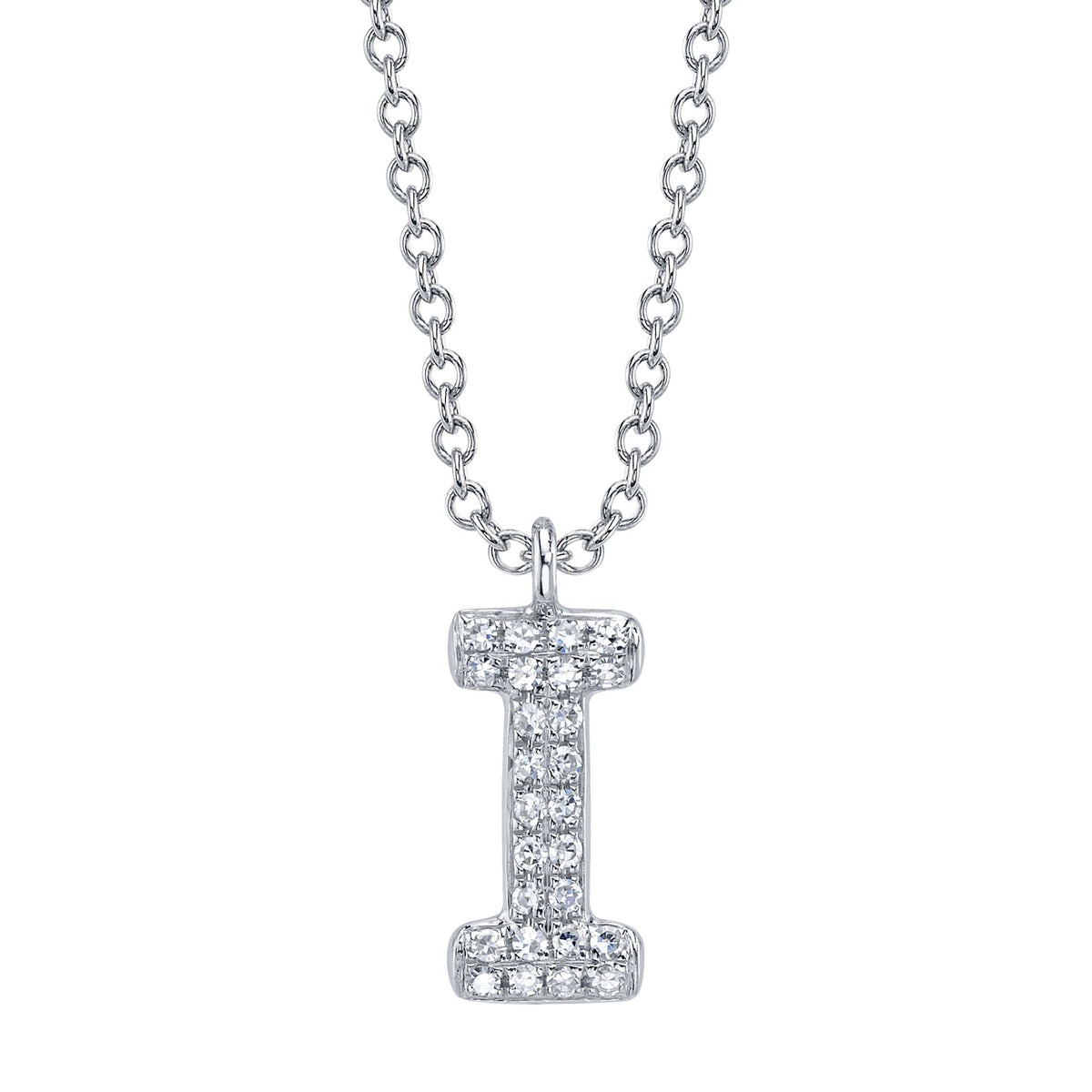 0.06CT 14K W/G DIAMOND PAVE NECKLACE - INITIAL I