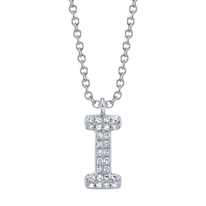0.06CT 14K W/G DIAMOND PAVE NECKLACE - INITIAL I