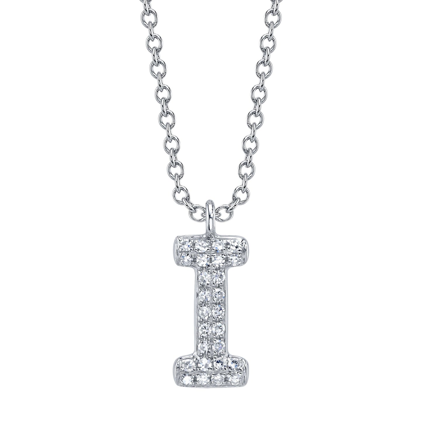 0.06CT 14K W/G DIAMOND PAVE NECKLACE - INITIAL I