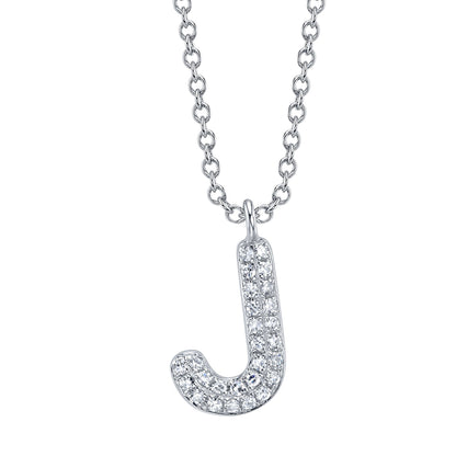 0.06CT 14K W/G DIAMOND PAVE NECKLACE - INITIAL J
