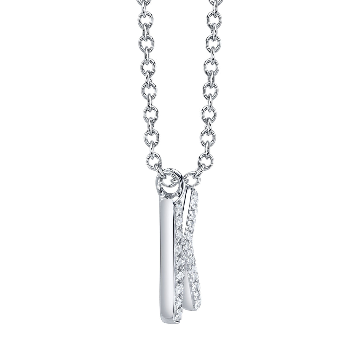 0.10CT 14K W/G DIAMOND PAVE NECKLACE - INITIAL K