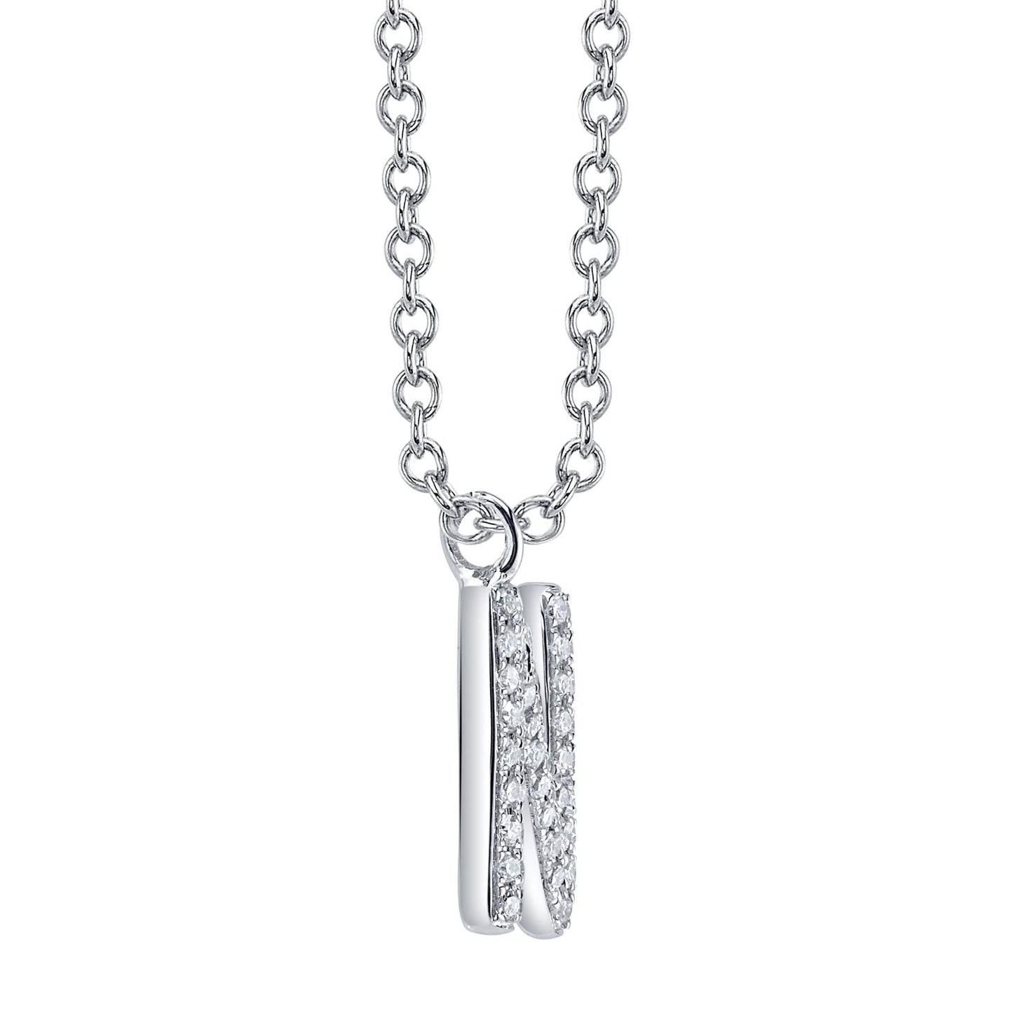 0.11CT 14K W/G DIAMOND PAVE NECKLACE - INITIAL N