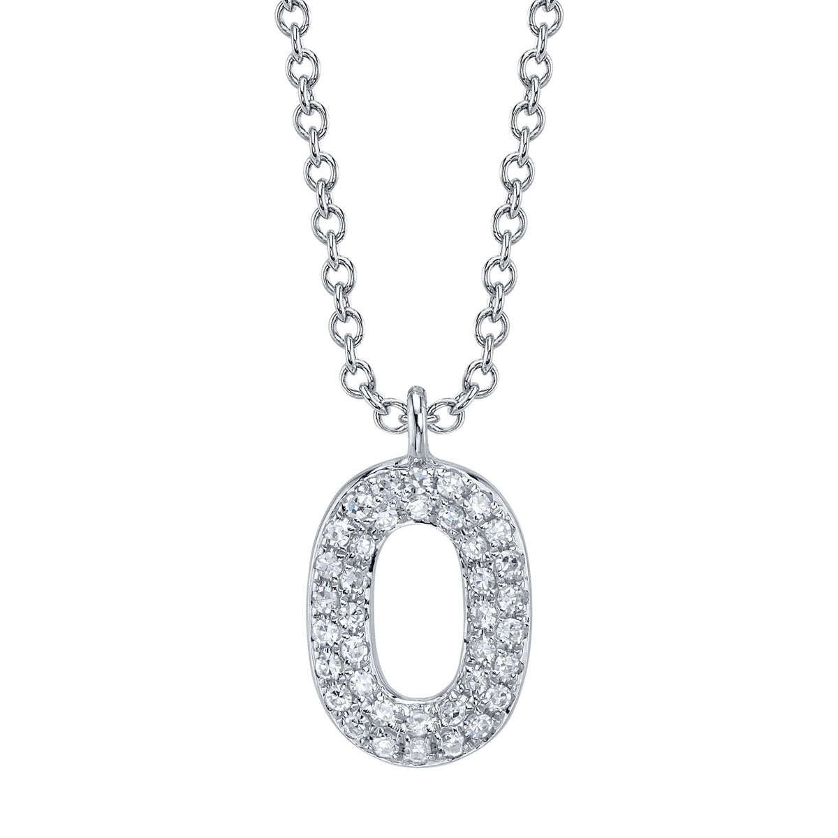 0.08CT 14K W/G DIAMOND PAVE NECKLACE - INITIAL O