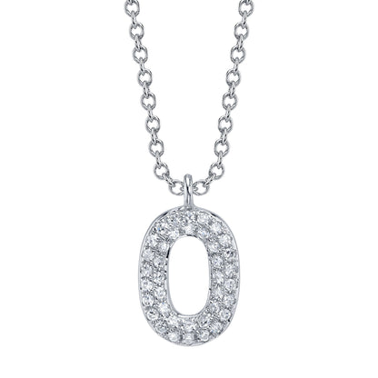 0.08CT 14K W/G DIAMOND PAVE NECKLACE - INITIAL O