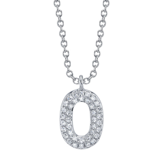 0.08CT 14K W/G DIAMOND PAVE NECKLACE - INITIAL O