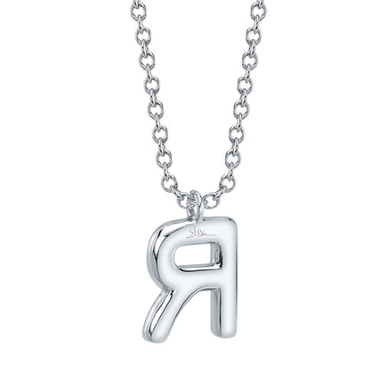 0.10CT 14K W/G DIAMOND PAVE NECKLACE - INITIAL R