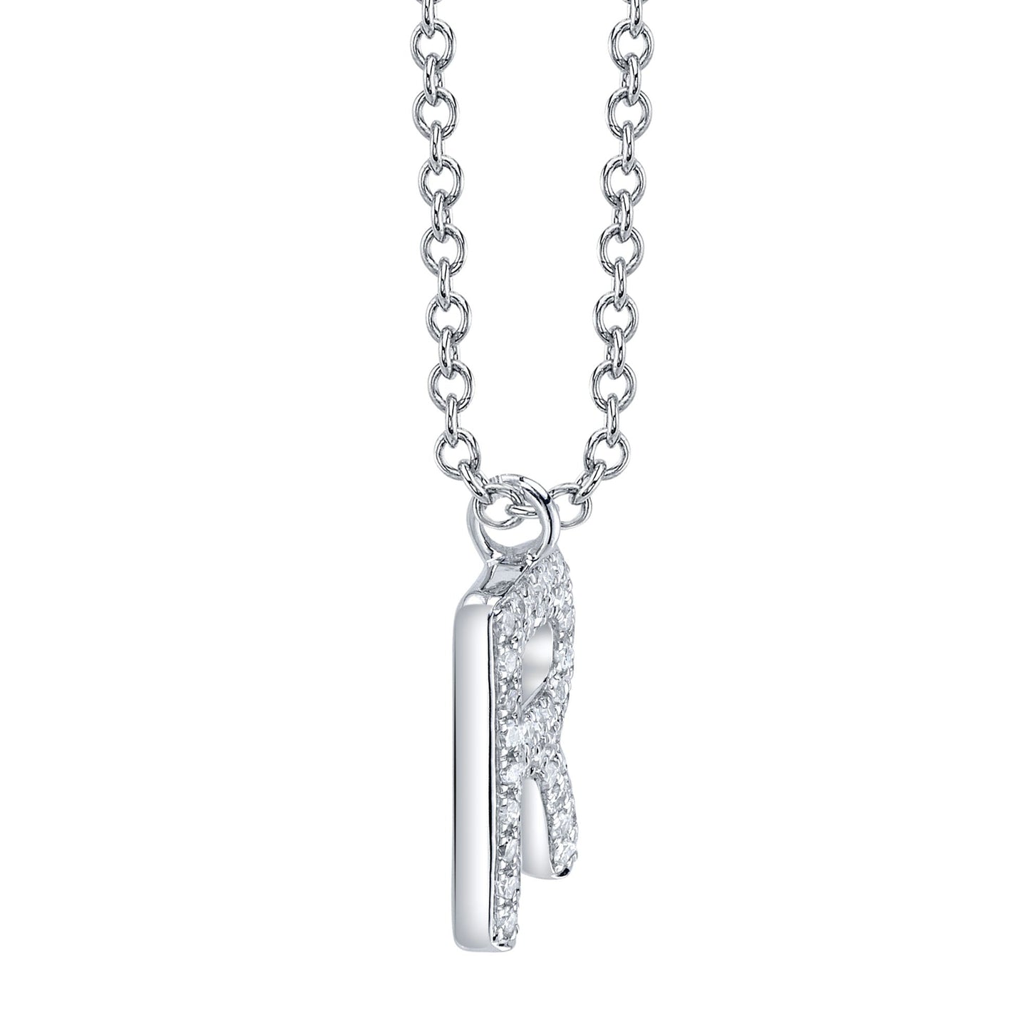 0.10CT 14K W/G DIAMOND PAVE NECKLACE - INITIAL R