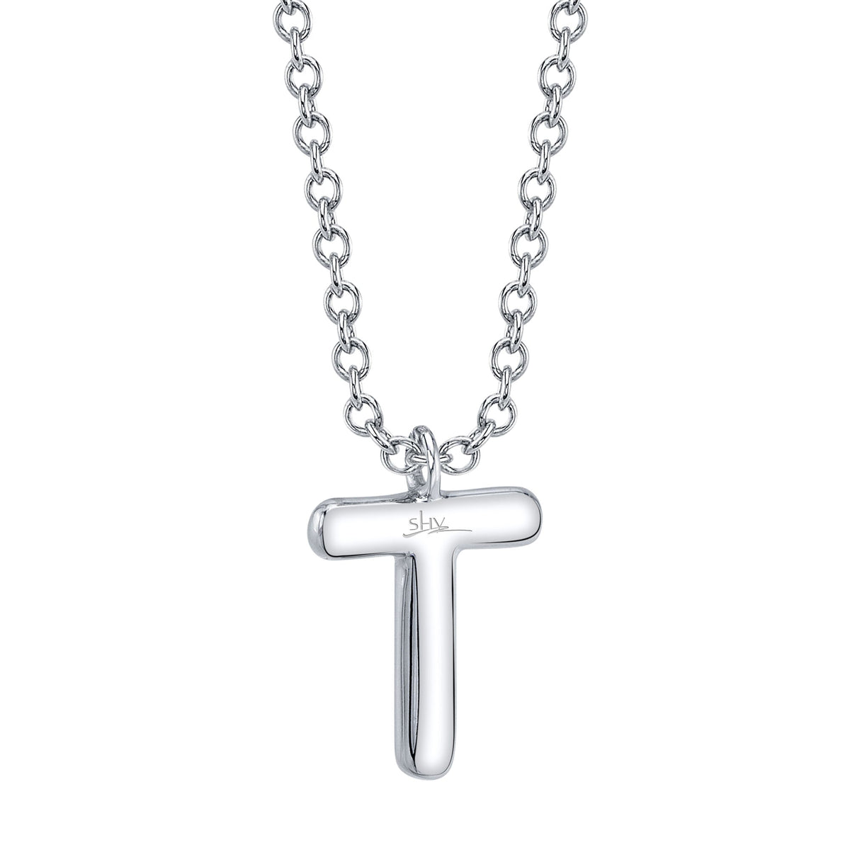 0.06CT 14K W/G DIAMOND PAVE NECKLACE - INITIAL T