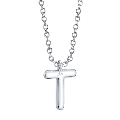 0.06CT 14K W/G DIAMOND PAVE NECKLACE - INITIAL T