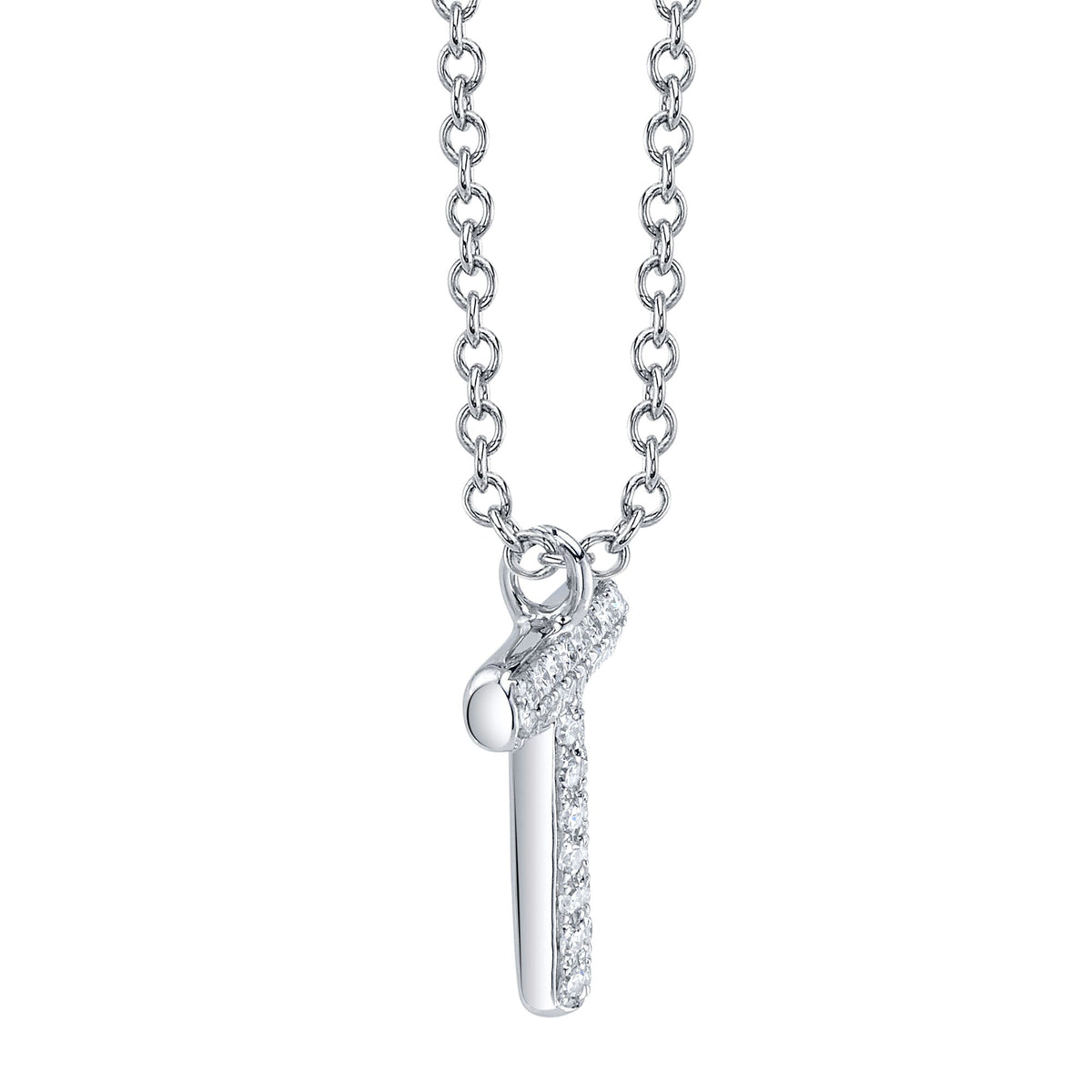 0.06CT 14K W/G DIAMOND PAVE NECKLACE - INITIAL T
