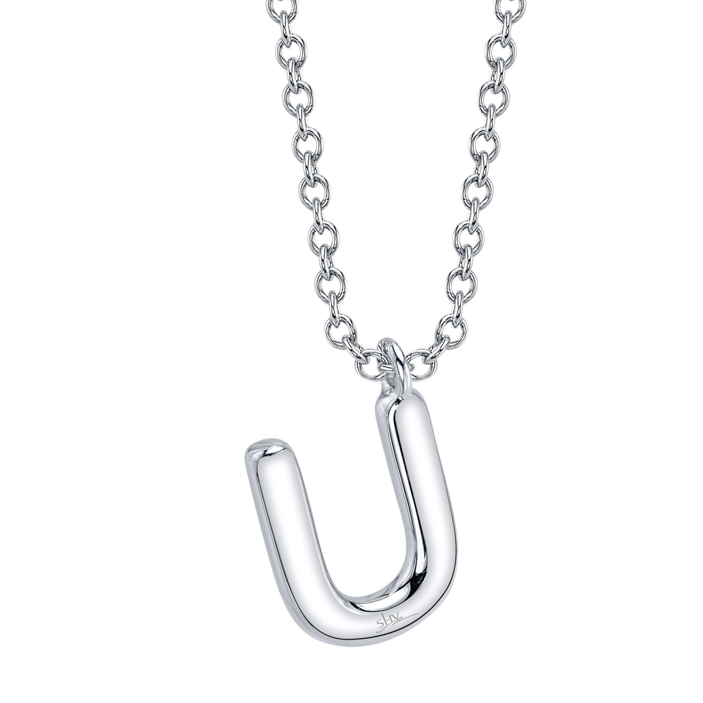 0.09CT 14K W/G DIAMOND PAVE NECKLACE - INITIAL U