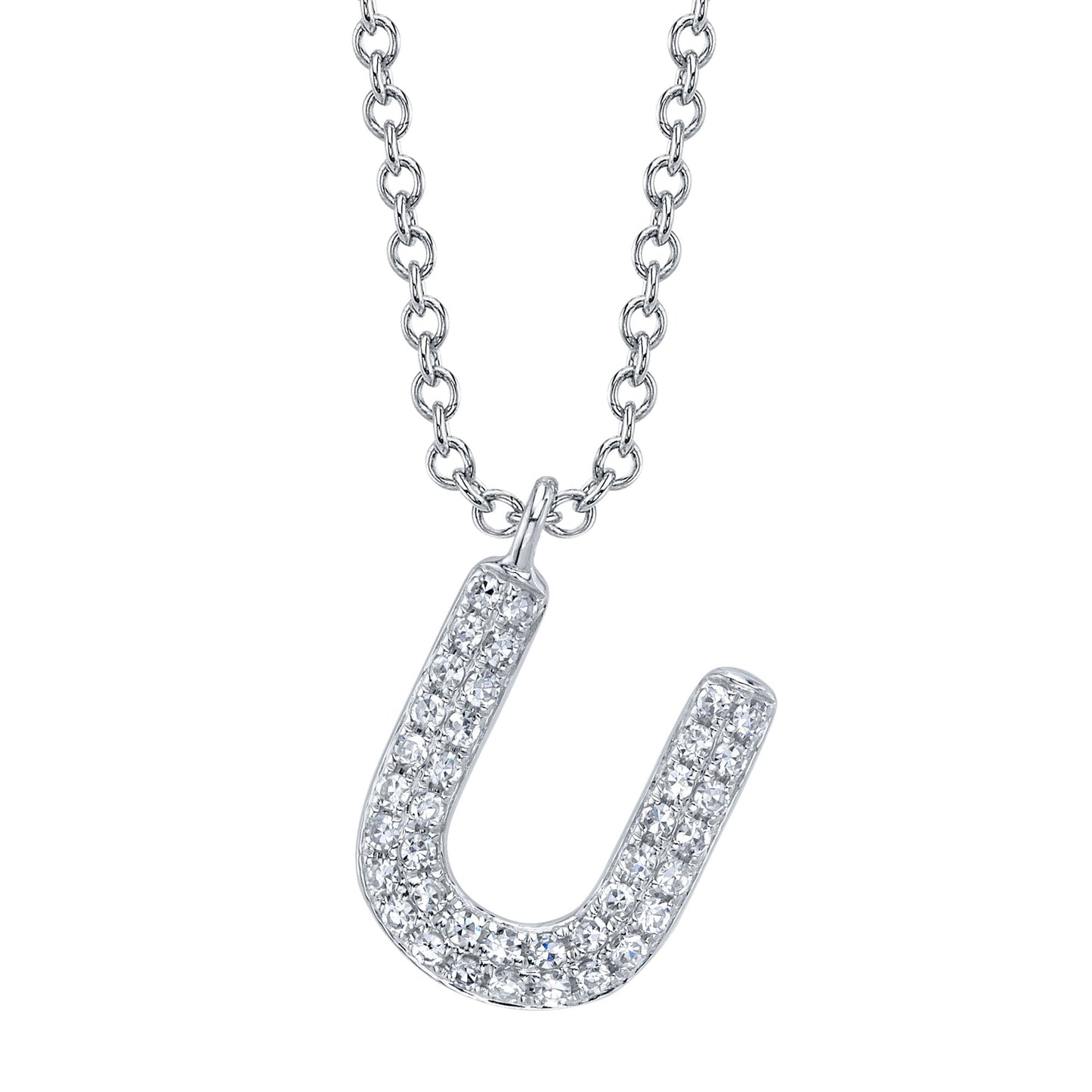 0.09CT 14K W/G DIAMOND PAVE NECKLACE - INITIAL U