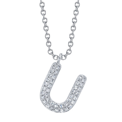 0.09CT 14K W/G DIAMOND PAVE NECKLACE - INITIAL U
