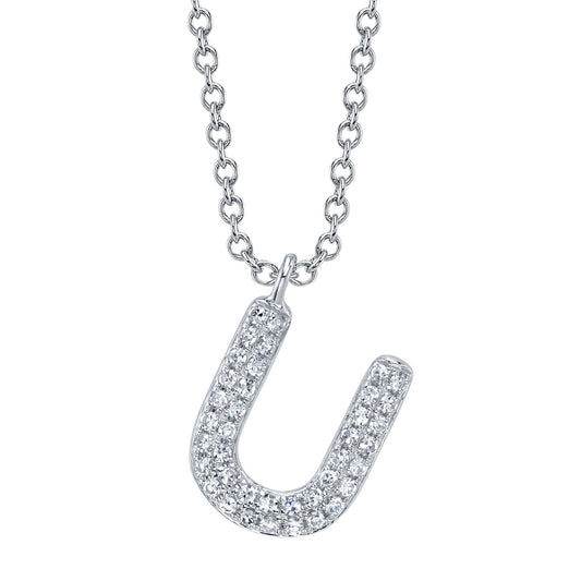 0.09CT 14K W/G DIAMOND PAVE NECKLACE - INITIAL U
