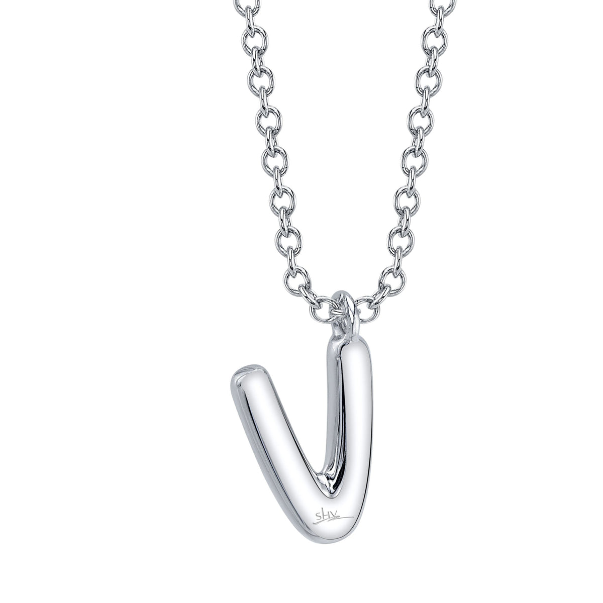 0.07CT 14K W/G DIAMOND PAVE NECKLACE - INITIAL V