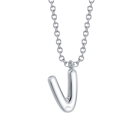 0.07CT 14K W/G DIAMOND PAVE NECKLACE - INITIAL V