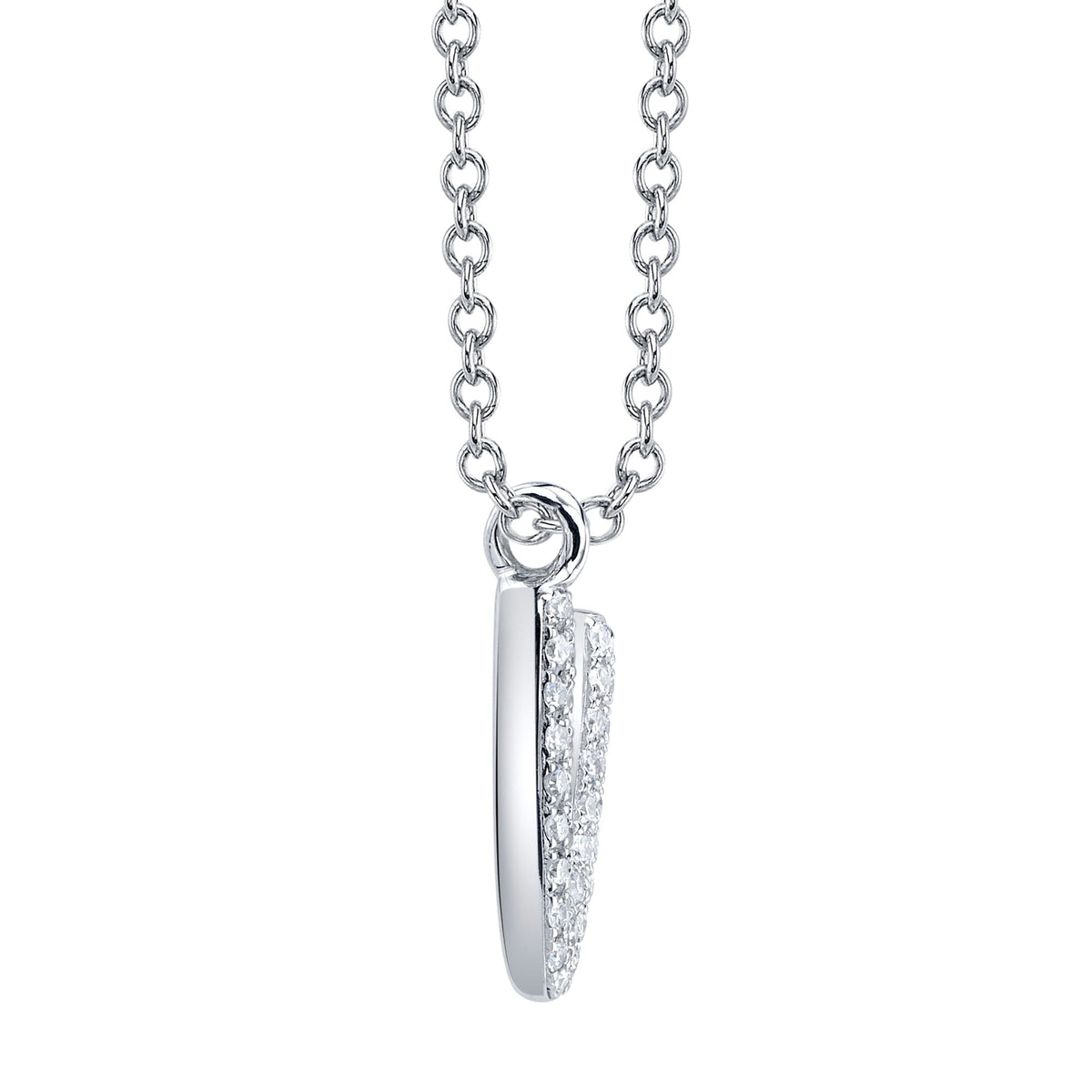 0.07CT 14K W/G DIAMOND PAVE NECKLACE - INITIAL V