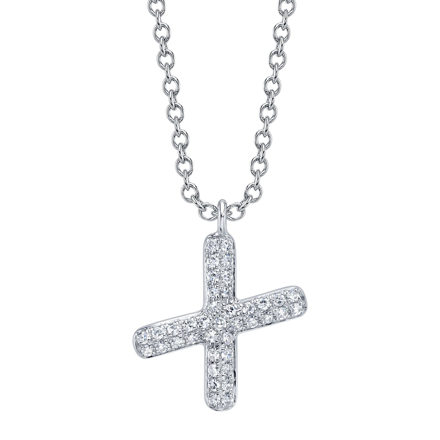 0.09CT 14K W/G DIAMOND PAVE NECKLACE - INITIAL X